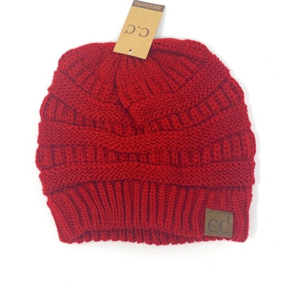 C&C acrylic knit beanie in the color cardinal red. NWT - Picture 1 of 3